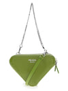 Brushed Leather Chain Mini Shoulder Bag Green - PRADA - BALAAN 4