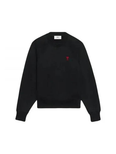 Small Heart Logo Sweatshirt Black - AMI - BALAAN 2