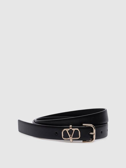 V Logo Leather Belt Black - VALENTINO - BALAAN 2