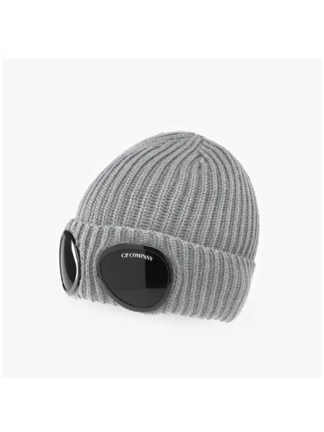 Goggle Detail Ribbed Beanie Grey - CP COMPANY - BALAAN 4