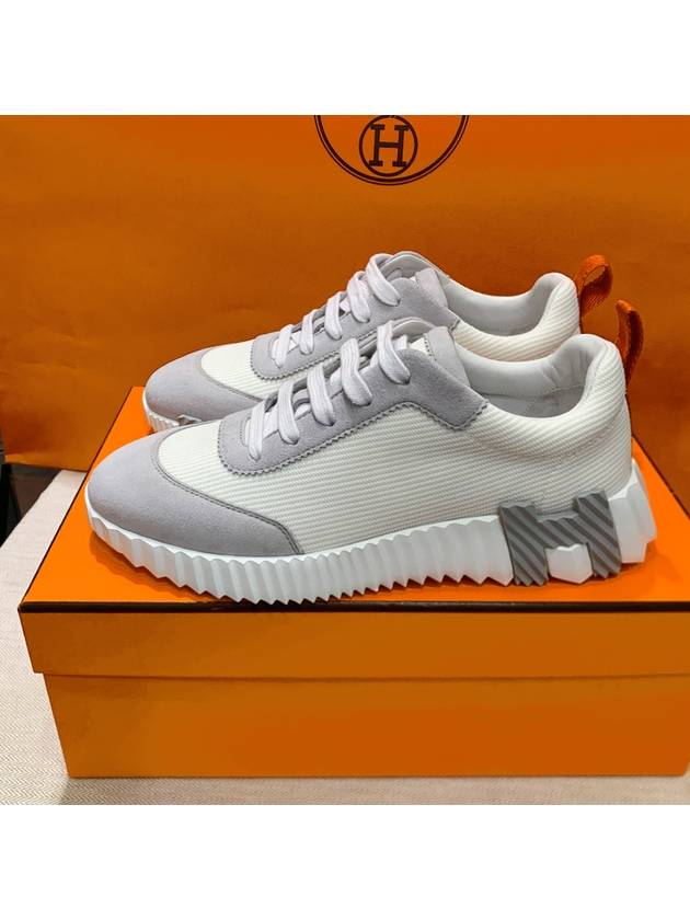 Men s Bouncing Sneakers Mesh White H Gray Orange Points - HERMES - BALAAN 3