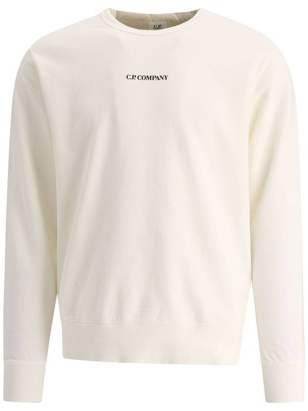 Light Fleece Small Logo Sweatshirt White - CP COMPANY - BALAAN 1