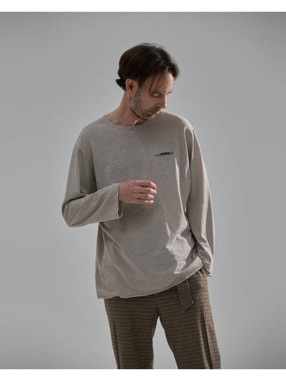 Men's Hidden Face Linen Long Sleeve T-Shirt Grey - WHYSOCEREALZ - BALAAN 2