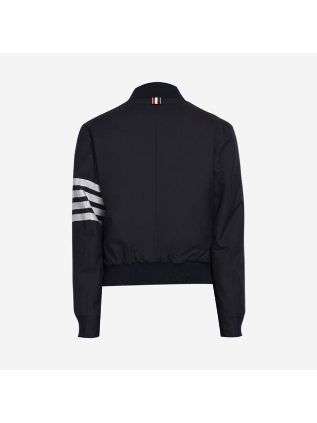 Diagonal Striped Knit Rib Blouson Bomber Jacket Navy - THOM BROWNE - BALAAN 2