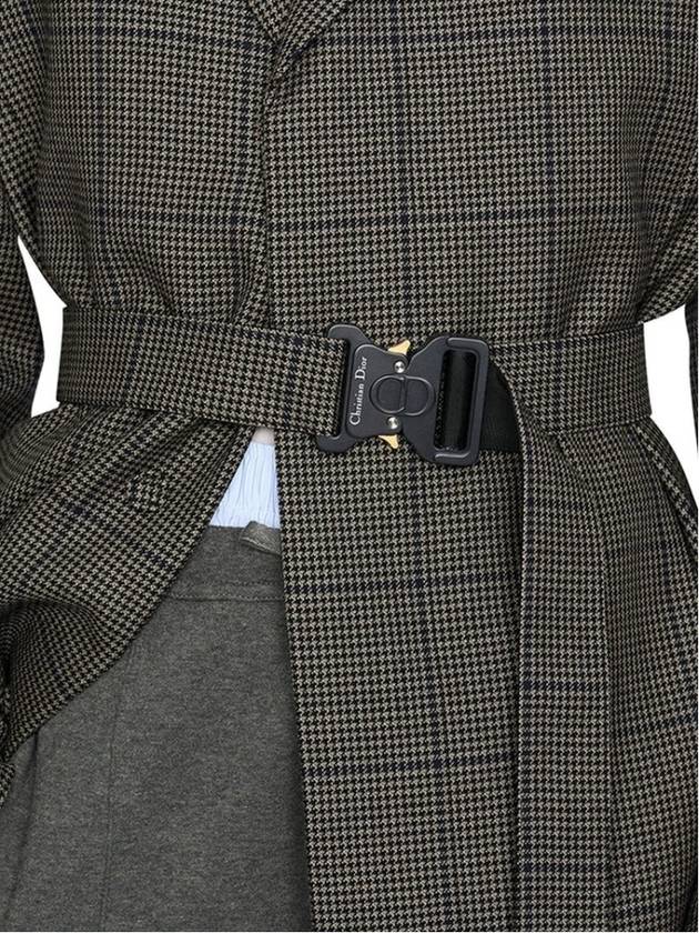 Homme Houndstooth Belted Single Coat Dark Brown - DIOR - BALAAN.