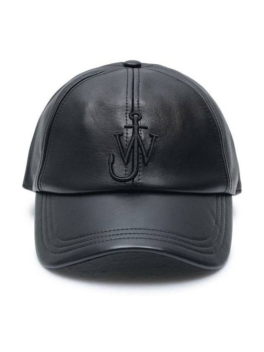 Embroidered Logo Leather Baseball Cap Black - JW ANDERSON - BALAAN 2