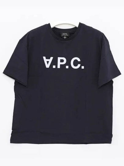 Logo Print Crew Neck Short Sleeve T-Shirt Navy - A.P.C. - BALAAN 2