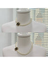 CC Logo Pearl Necklace Choker Black Gold ABE235 - CHANEL - BALAAN 9