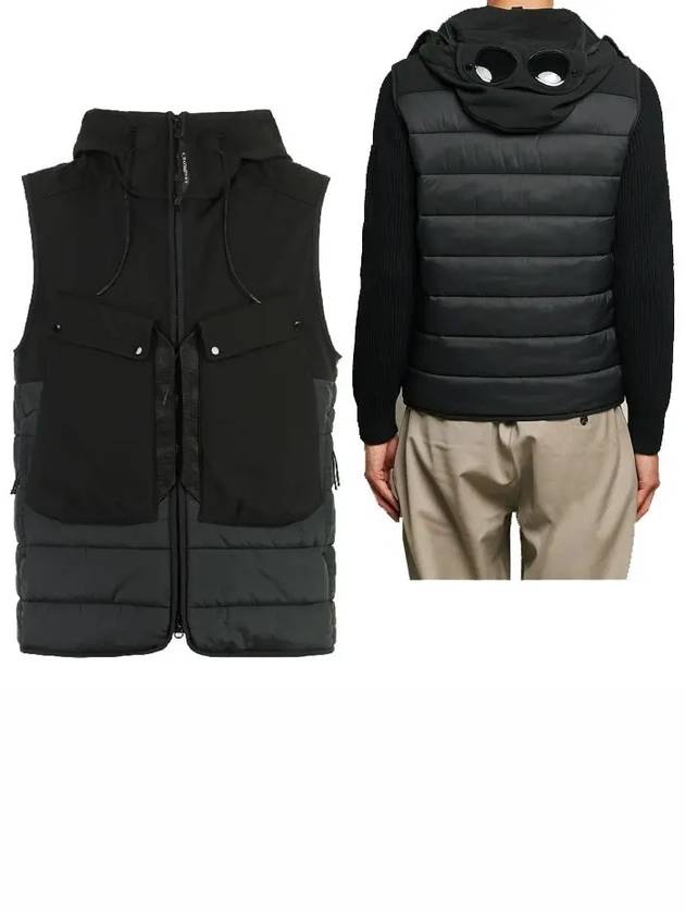 Shell R Mix Goggle Hooded Padded Vest Black - CP COMPANY - BALAAN 2