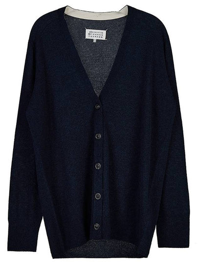 Women's V-neck Knit Wool Cardigan Dark Blue - MAISON MARGIELA - BALAAN 2