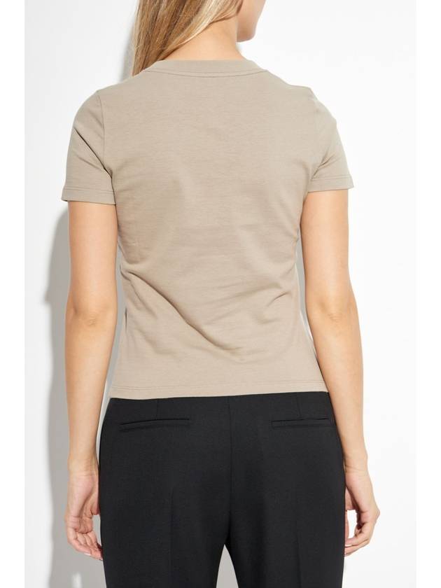 Chloé T-shirt With Velvet Logo Finish, Women's, Beige - CHLOE - BALAAN 4