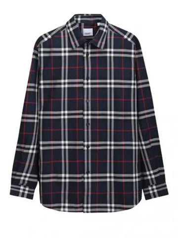 Checked Cotton Poplin Shirt Men s Long Sleeve - BURBERRY - BALAAN 1