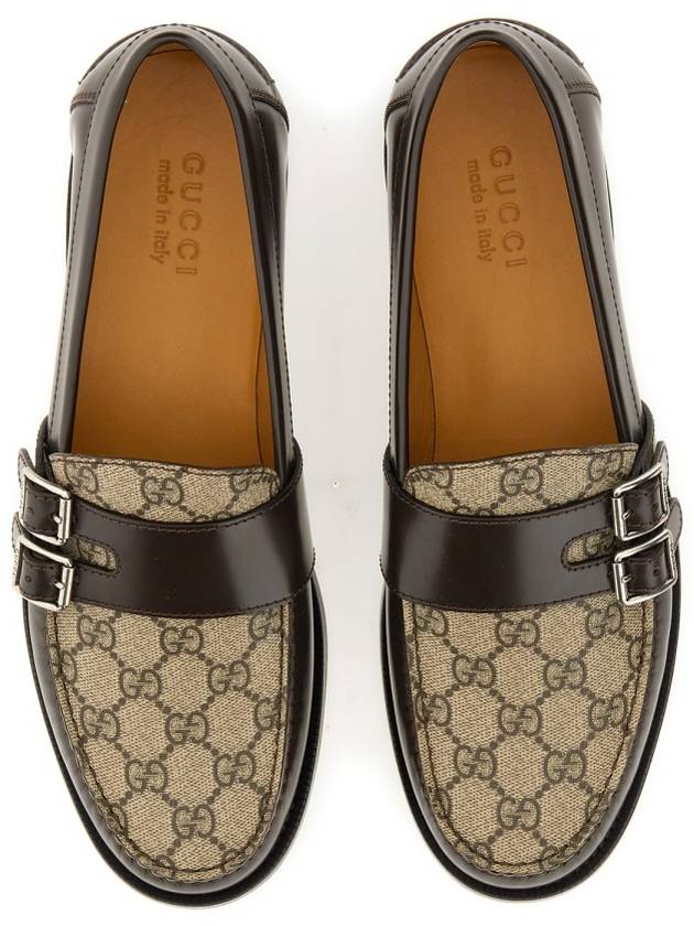 Leather GG Fabric Insert Loafers Dark Brown - GUCCI - BALAAN 4