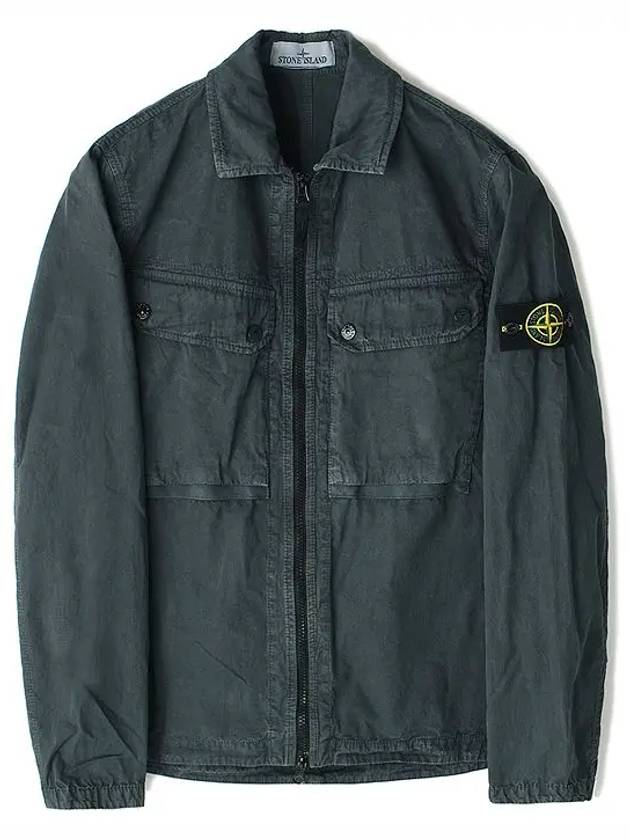 Brushed Organic Cotton Overshirt Jacket Dark Grey - STONE ISLAND - BALAAN 2