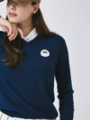 Signature wappen V neck long sleeve knit NAVY - MONBIRDIE GOLF - BALAAN 4