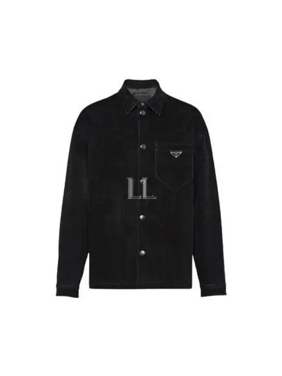 Triangle Logo Stretch Cotton Long Sleeve Shirt Black - PRADA - BALAAN 2