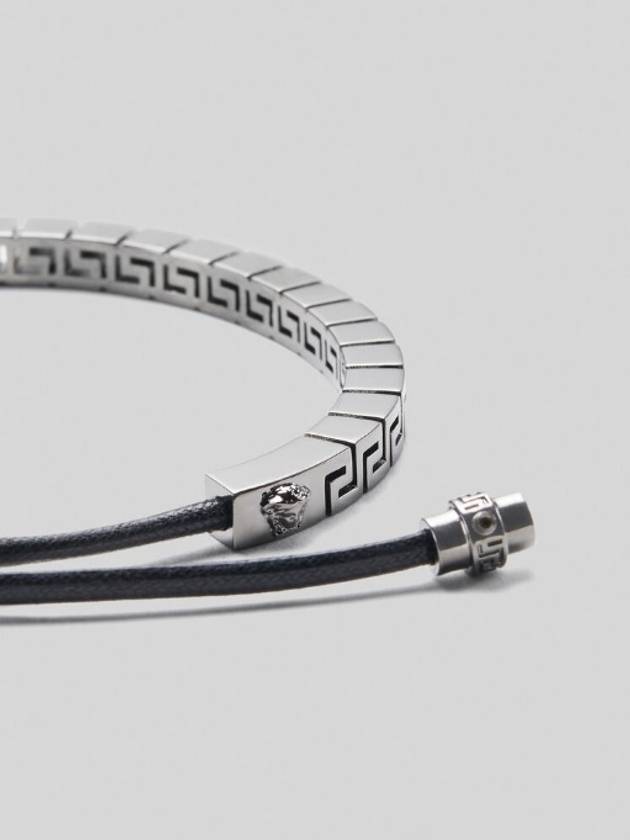 Greca Logo Metal Bracelet Black Silver - VERSACE - BALAAN.