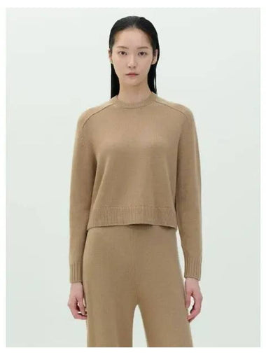 Women s Cashmere Crop Crew Neck Pullover Royal Camel Domestic Product GM0024082792726 - THEORY - BALAAN 1