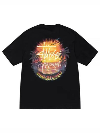 Sunset Short Sleeve T-Shirt Black - STUSSY - BALAAN 2