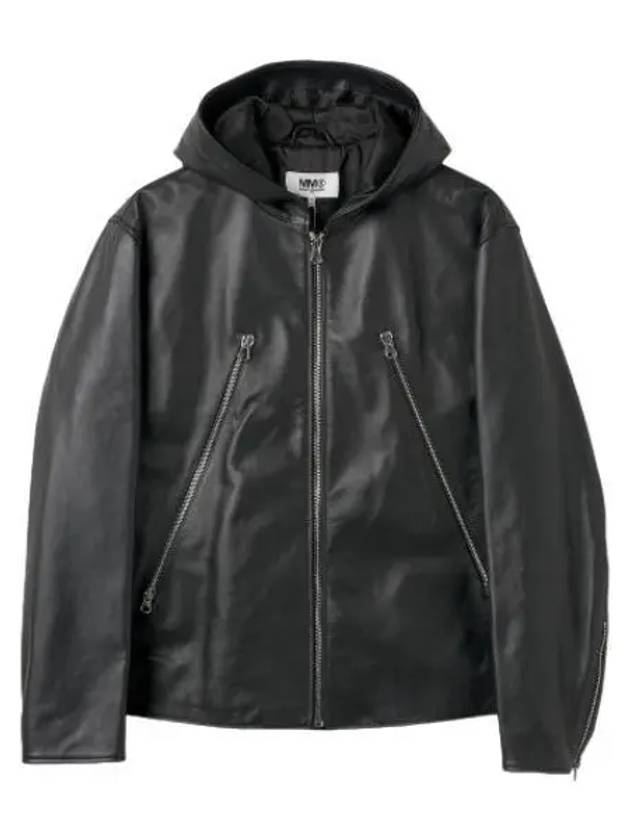 MM6 Hooded Leather Jacket Black Rider - MAISON MARGIELA - BALAAN 1