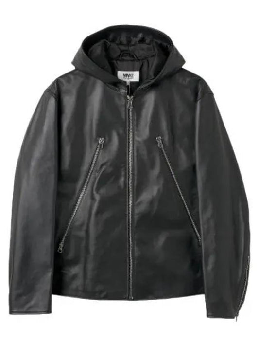 MM6 Hooded Leather Jacket Black Rider - MAISON MARGIELA - BALAAN 1