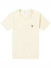 Small Heart Logo Short Sleeve T-Shirt Beige - AMI - BALAAN 2