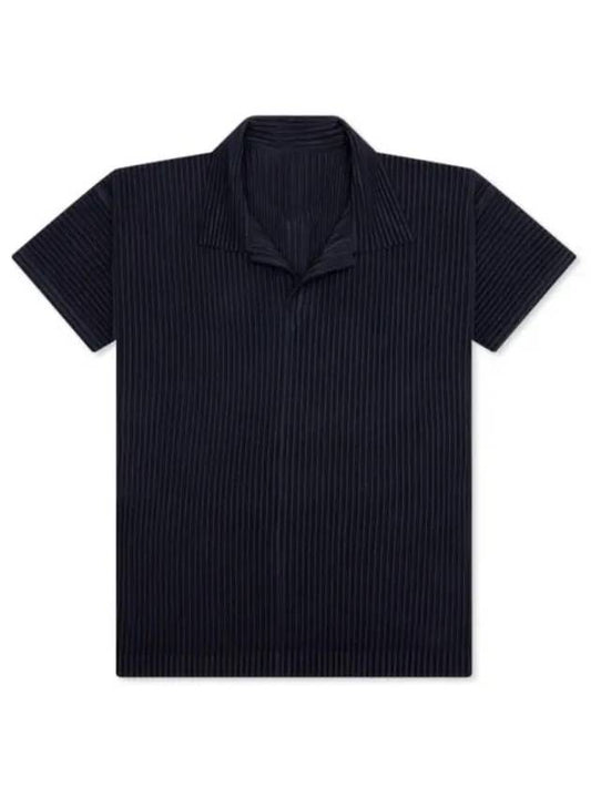 Pleated Polo Shirt Navy - ISSEY MIYAKE - BALAAN 2