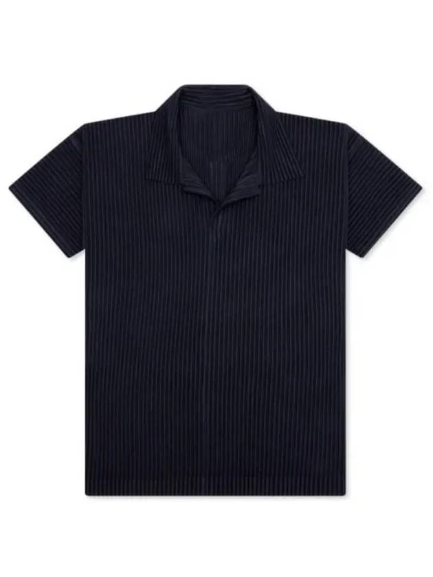 Pleated Polo Shirt Navy - ISSEY MIYAKE - BALAAN 2