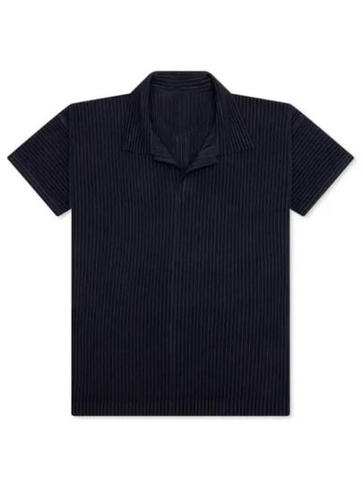 Pleated Polo Shirt Navy - ISSEY MIYAKE - BALAAN 2