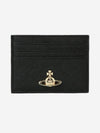 Saffiano Flat Logo Leather Card Wallet Black - VIVIENNE WESTWOOD - BALAAN 2