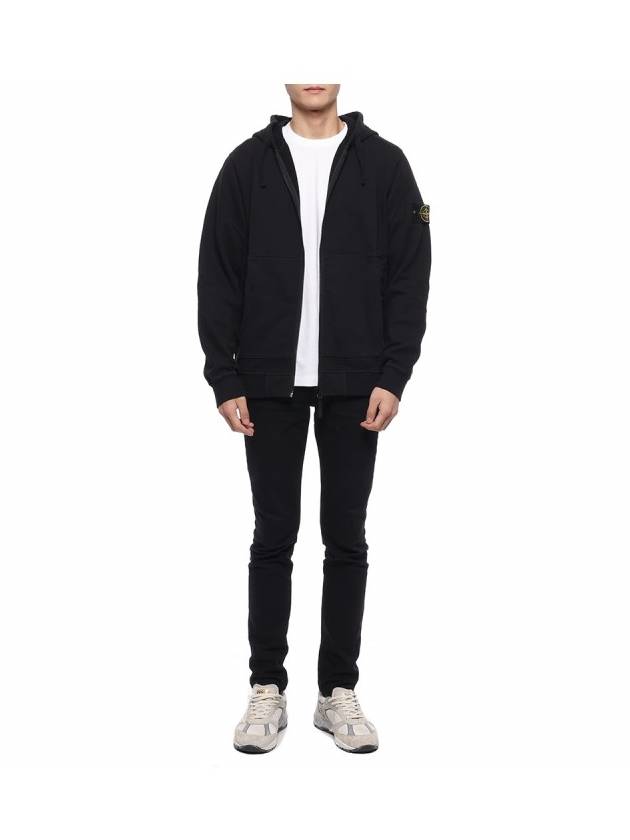 Wappen Patch Cotton Zip Up Hoodie Black - STONE ISLAND - BALAAN 4