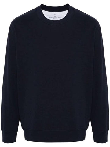 Cotton Jersey Sweatshirt Navy - BRUNELLO CUCINELLI - BALAAN 1