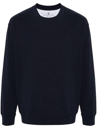 Cotton Jersey Sweatshirt Navy - BRUNELLO CUCINELLI - BALAAN 1