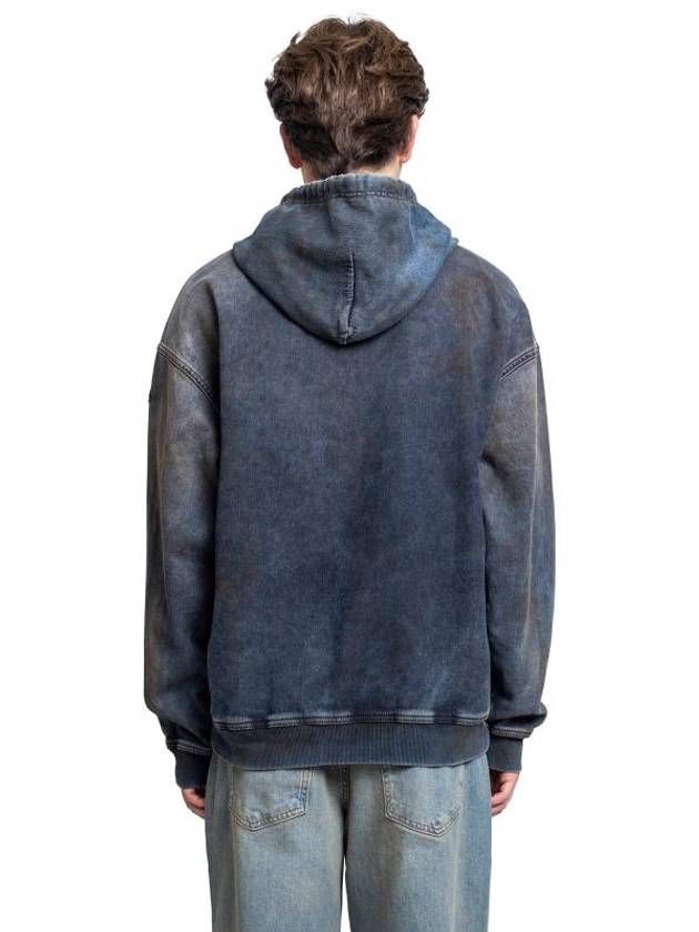 D Um Rib Track Denim Hoodie Dark Blue - DIESEL - BALAAN 4