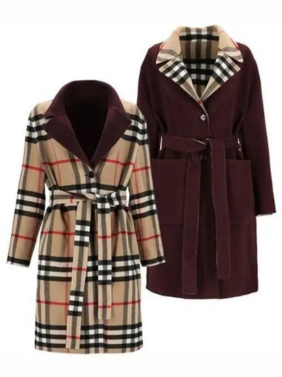 Vintage Check Reversible Wool Silgle Coat Beige Plum - BURBERRY - BALAAN 2