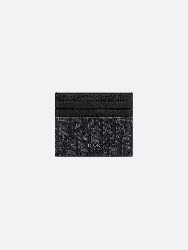 Oblique Jacquard Grain Leather Card Wallet Black - DIOR - BALAAN 2