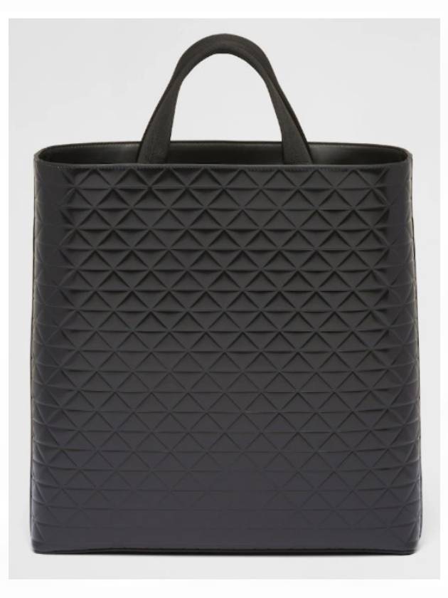 logo brushed leather tote bag black - PRADA - BALAAN 5