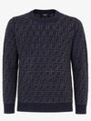 FF motif crew neck wool knit top blue - FENDI - BALAAN 2