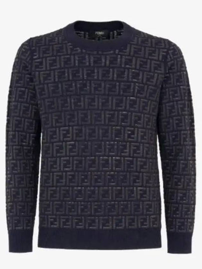 FF motif crew neck wool knit top blue - FENDI - BALAAN 2