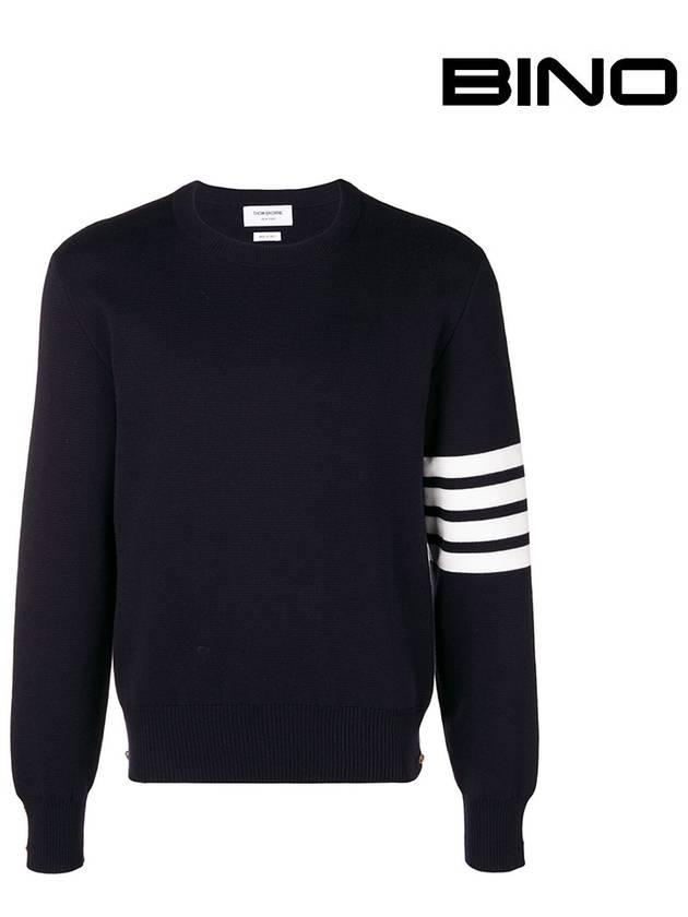 4 Bar Armband Milano Stitch Knit Top Navy - THOM BROWNE - BALAAN 2