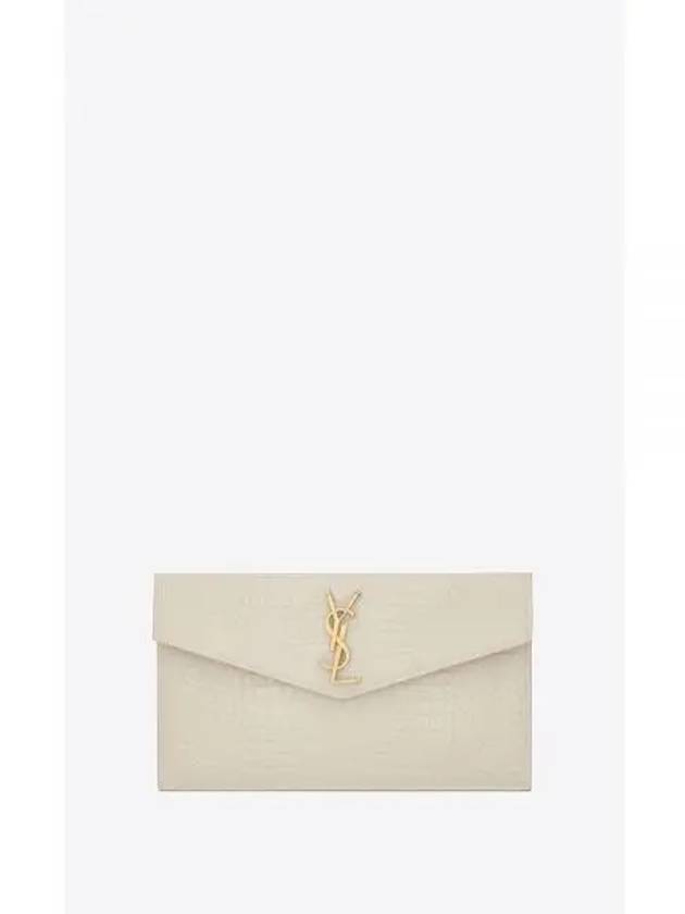 Crocodile Embossed Uptown Clutch Bag Blanc Vintage - SAINT LAURENT - BALAAN 2