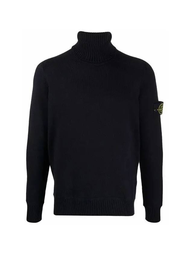 Waffen Patch Cotton Knit Turtleneck Navy - STONE ISLAND - BALAAN 3