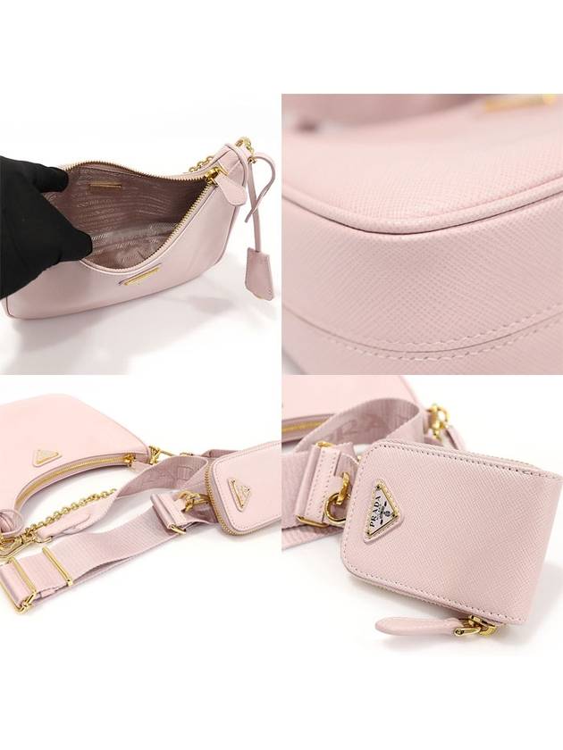 1BH204 Alabaster Pink Re Edition Saffiano Leather Gold Triangle Hobo 2WAY - PRADA - BALAAN 6