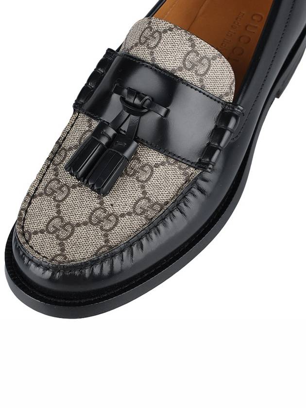 Tassel GG Supreme Canvas Leather Loafers Black - GUCCI - BALAAN 8