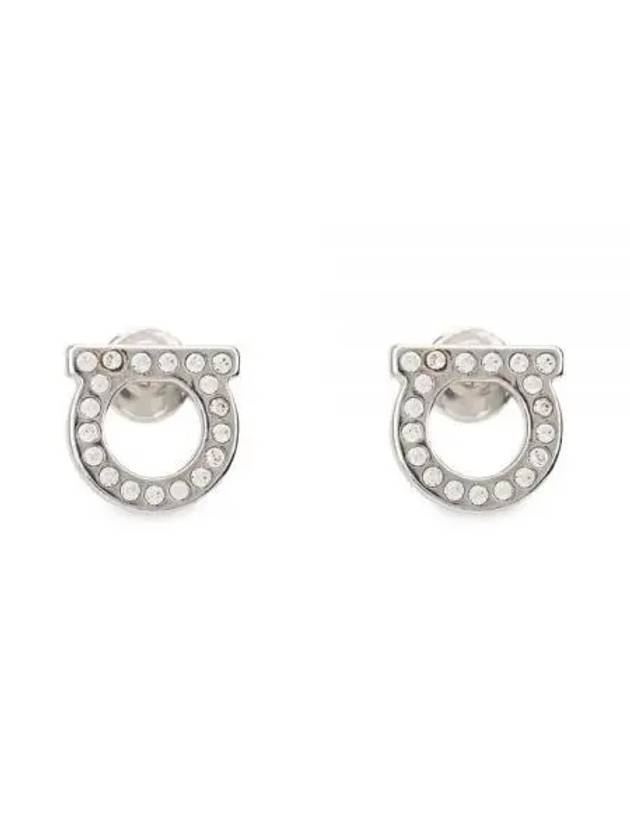 Gancini Crystal Small Earrings Silver - SALVATORE FERRAGAMO - BALAAN 2