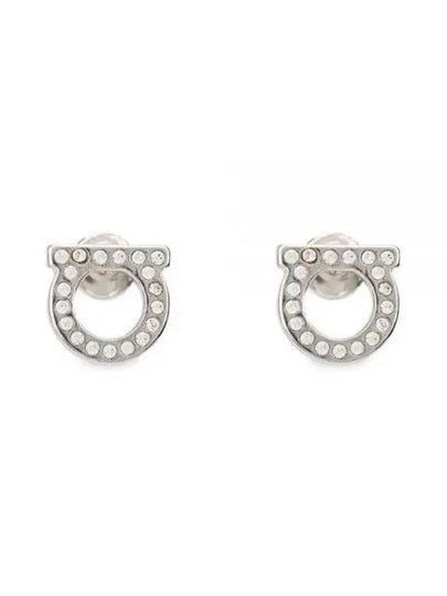 Gancini Crystal Small Earrings Silver - SALVATORE FERRAGAMO - BALAAN 2