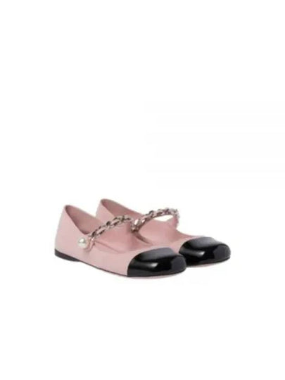 Women's Leather Ballerina Flats Pink - MIU MIU - BALAAN 2