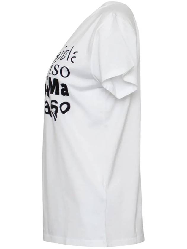 Women's Distorted Logo Print Short Sleeve T-Shirt  White - MAISON MARGIELA - BALAAN 5