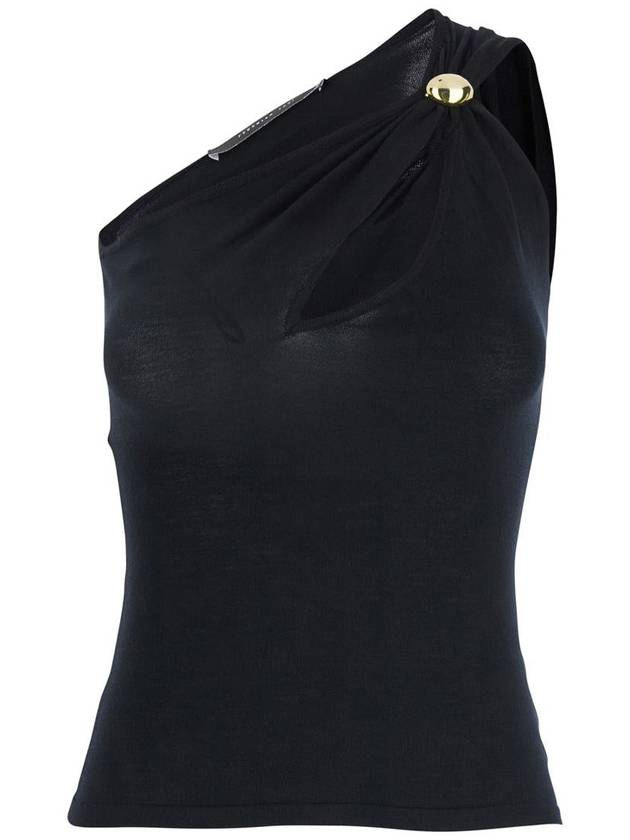 Black One-Shoulder Top With Jewel Detail On The Front In Viscose Blend Woman - FEDERICA TOSI - BALAAN 1