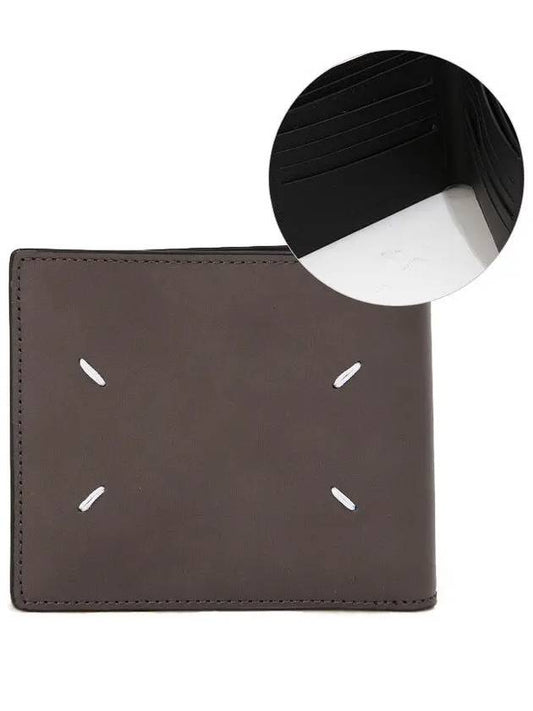 Plain Leather Half Wallet Brown Black - MAISON MARGIELA - BALAAN 2